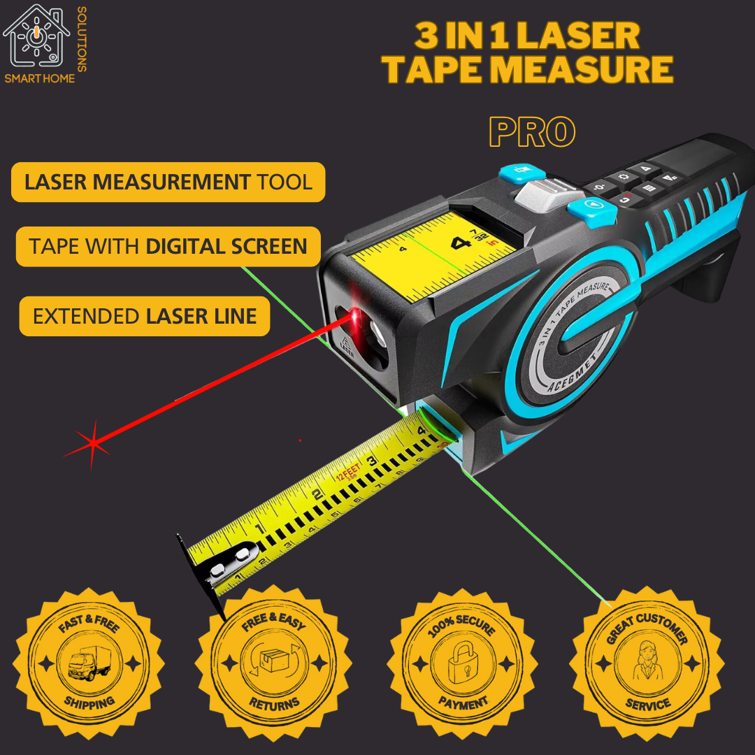 3-in-1 MeasureSmart™ PRO Laser Tape Measure